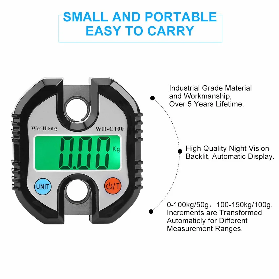 Mini BáScula ElectróNica Digital PortáTil Con Pantalla Lcd De Gancho BáSculas Colgantes ElectróNicas Digitales Ciclo Para La Caza Al Aire Libre Granja Casera