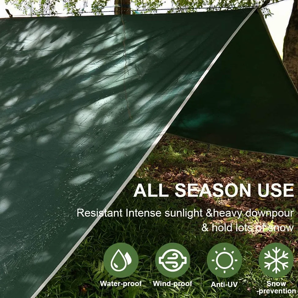 Bessport Toldo de Refugio Impermeable 3M*3M, Impermeable PU 3000mm, UV 50+ Protección Tienda de Campaña Tarp, Adecuado para Acampar al Aire Libre Tienda Playa Hamaca