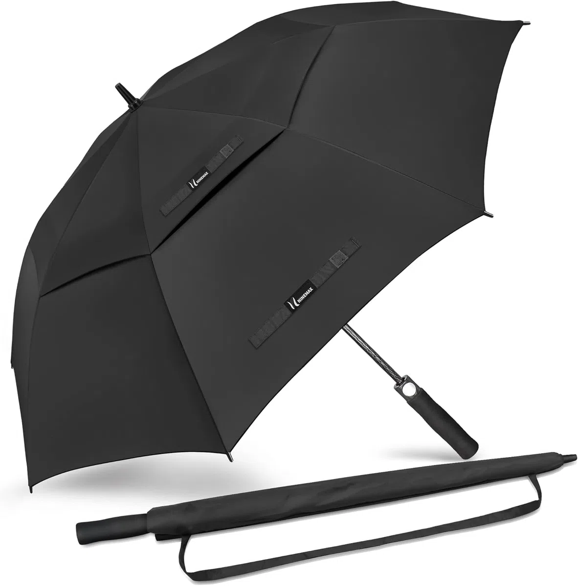 NINEMAX Paraguas de Golf Resistente al Viento 137cm,Extra Grande Paraguas de Golf de Apertura Automática Doble Capota para Viajar,Golf(Azul Marino/Azul Real)