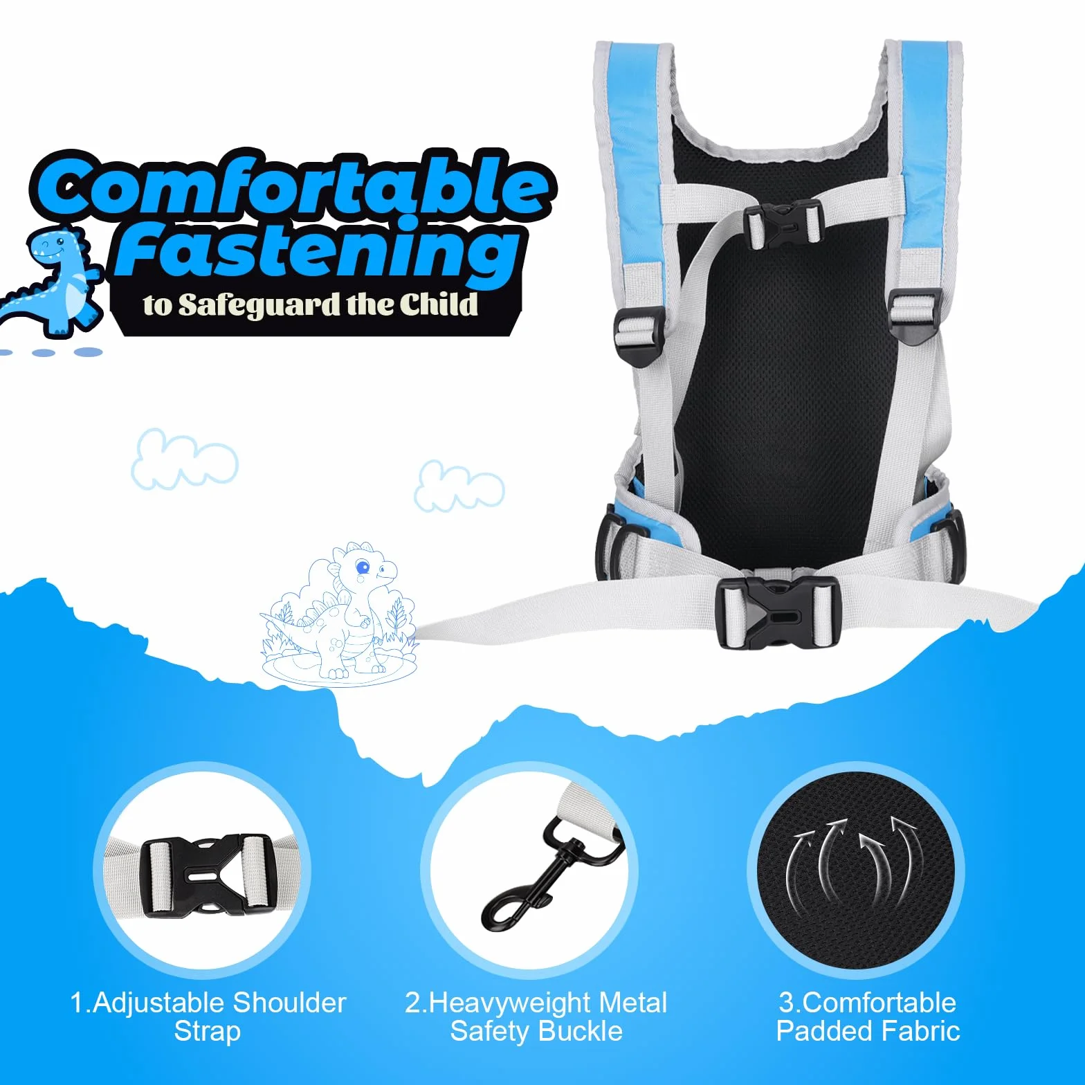 BOOSTEADY Arnés Entrenador de Esquí y Snowboard para Niños con Forma de Dinosaurio