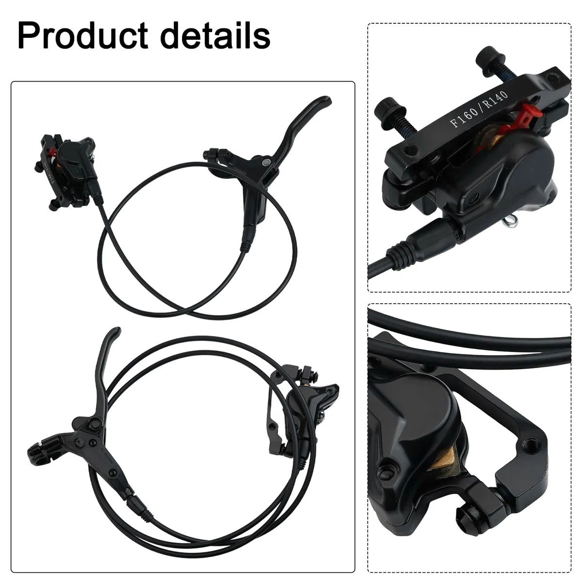 Juego de frenos hidráulicos para bicicleta de montaña, frenos de disco para bicicleta, juego de frenos de disco para bicicleta de 160 mm, para delantero 850 mm y trasero 1350 mm, juego de