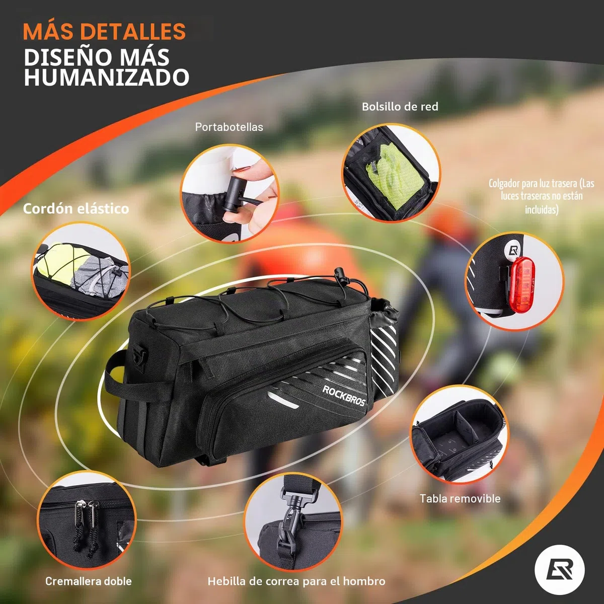 ROCKBROS Bolsa Trasera de Bicicleta para Portaequipajes Alforja Multifuncional Extensible 9-12L para Asieto con Funda Impermeable para MTB Bicicleta Carretera Viaje