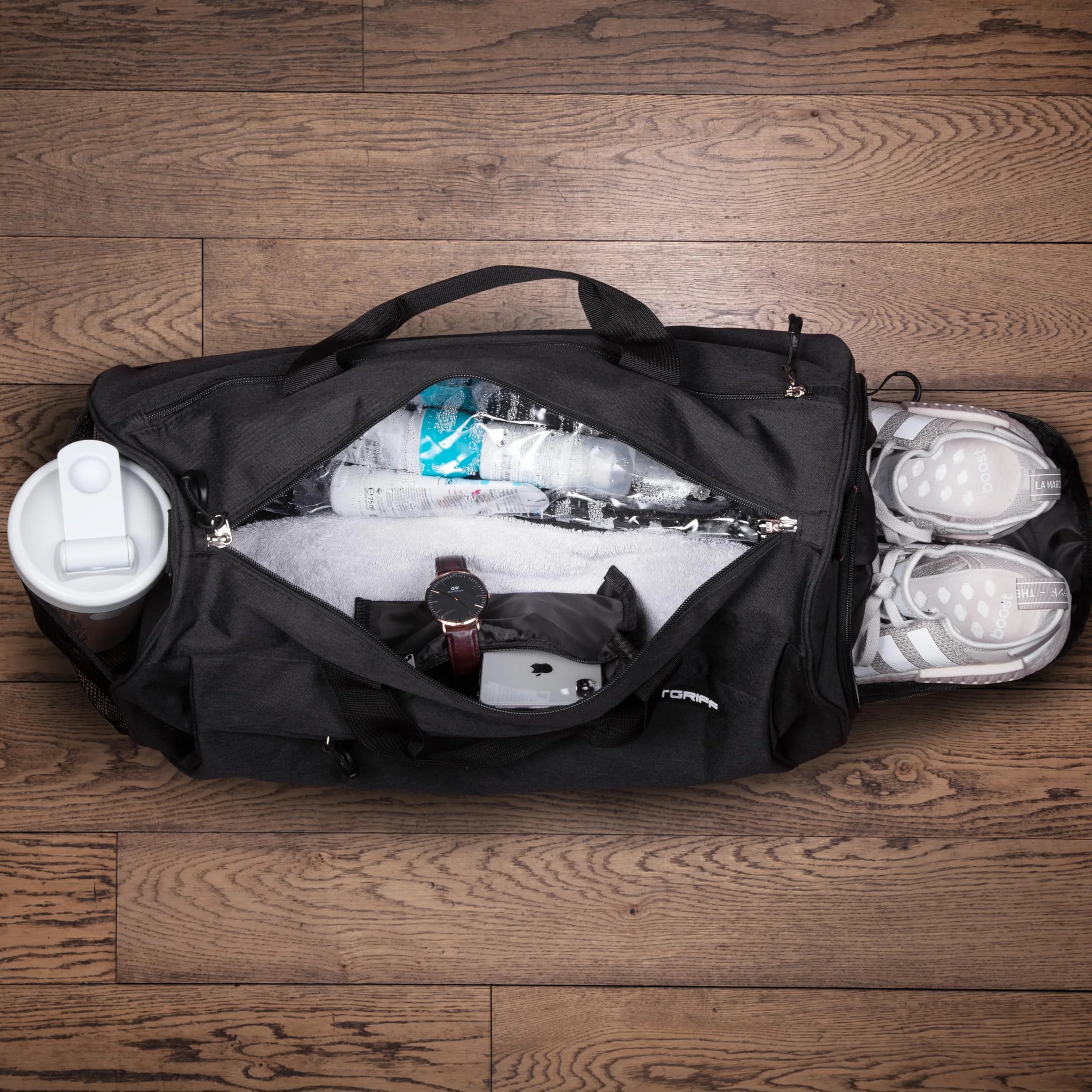 Fitgriff® Bolsa Deporte V1 Mujer y Hombre - Gym Bag con Compartimento para Zapatos y Humeda