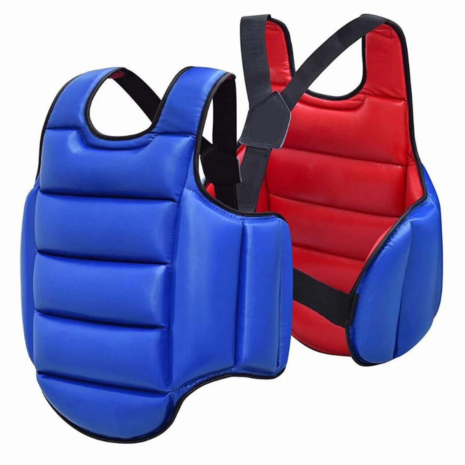 Rockible Protector de Pecho de Karate, Almohadilla de Protección de Escudo Ajustable para Taekwondo MMA, Rojo Azul S