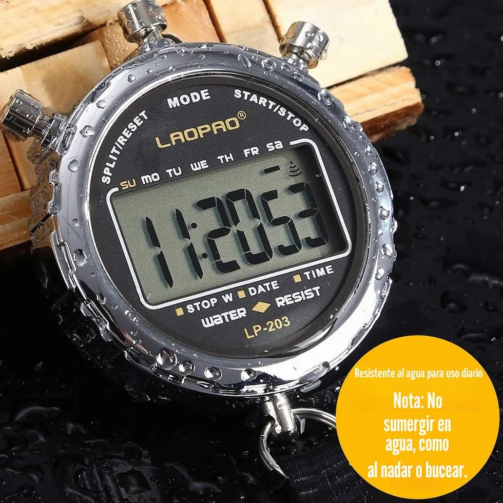 LAOPAO Cronómetro Digital, Impermeable 1/100 Segunda Precisión Temporizador,Bolsillo Gran Pantalla LCD Despertador para Fútbol Entrenador Deportivo…