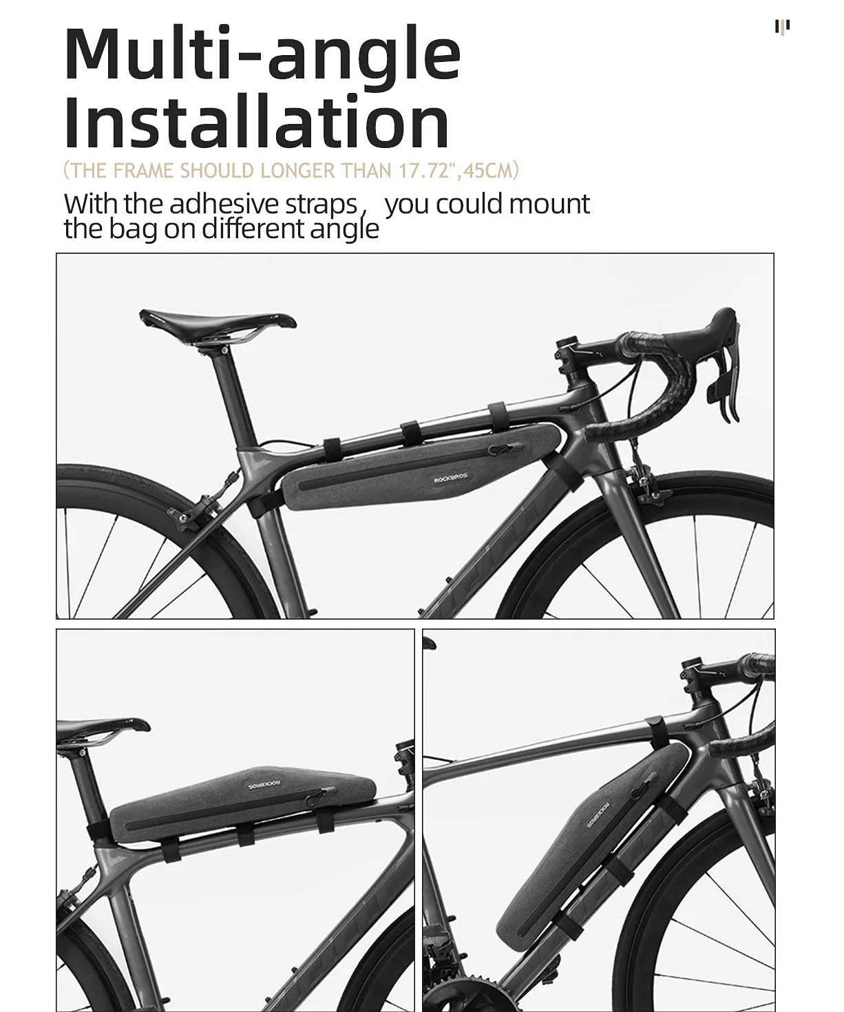 ROCKBROS Bolsa Cuadro de Bicicleta, Bolsa Larga Impermeable Capacidad Grande para MTB Bicicleta Carretera Ciclismo
