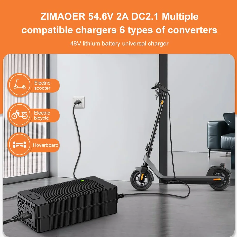 Cargador Patinete Eléctrico 54.6V 2A Universal Baterías Litio 6 Conectores 48V Adaptador Xiaomi M365