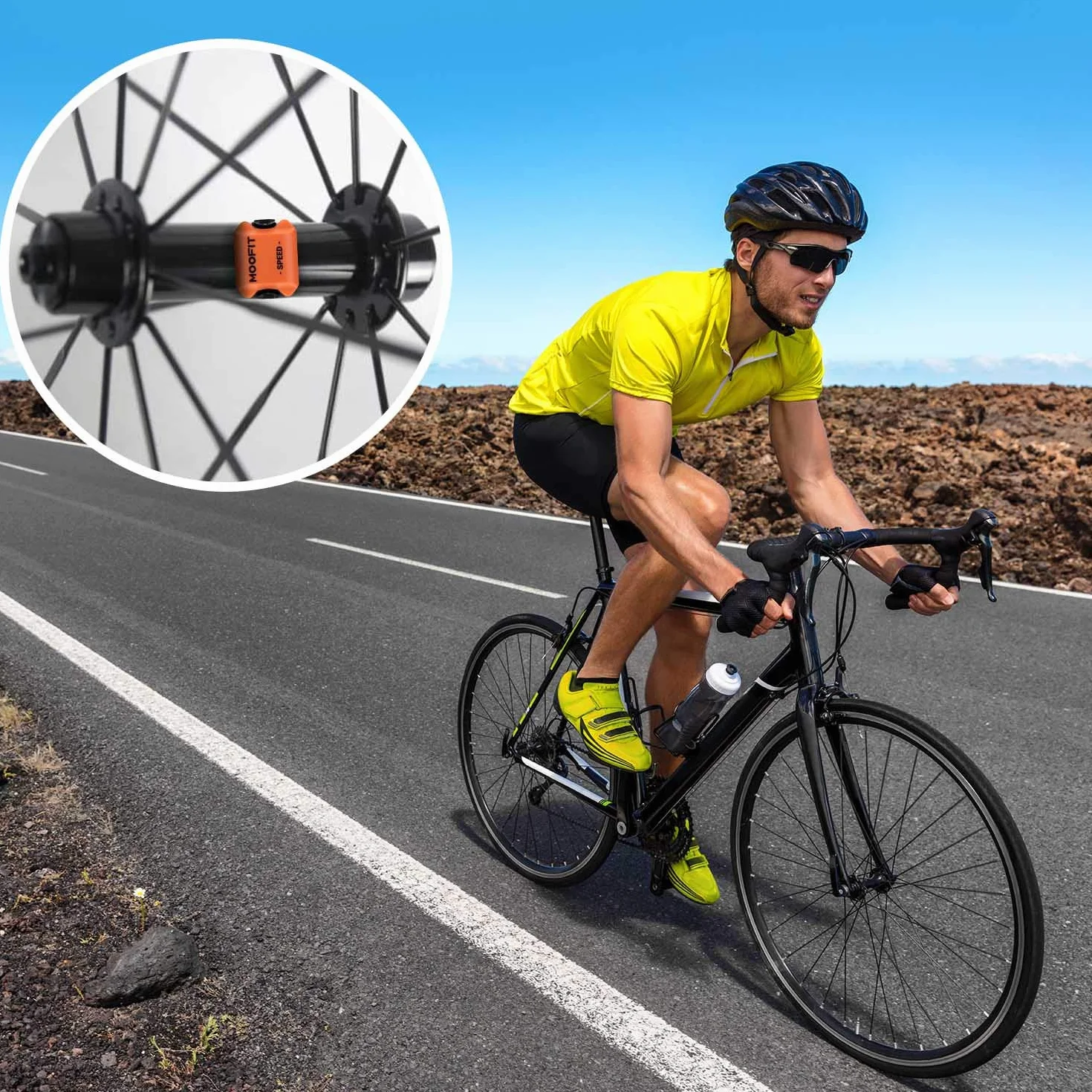 moofit CS8 Sensor de Velocidad/Cadencia para Ciclismo, Sensor de Velocidad | Distancia | Cadencia, Inalámbricos Bluetooth y Ant+ con Tecnología de Baja Energía Resistente al Agua IP67, Naranja