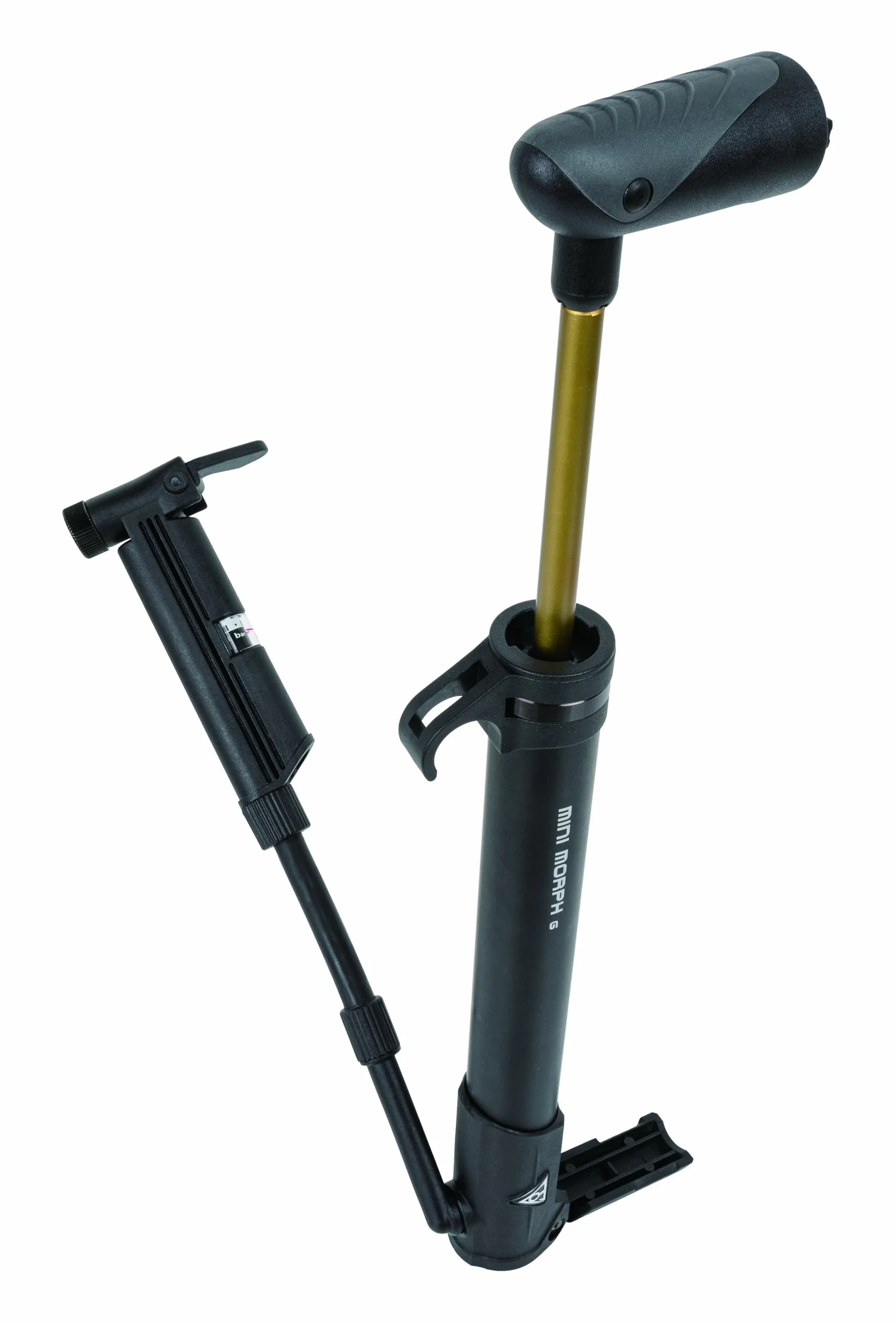 Topeak Mini Morph - Bomba de neumáticos de Bicicleta con manómetro analógico, Color Negro
