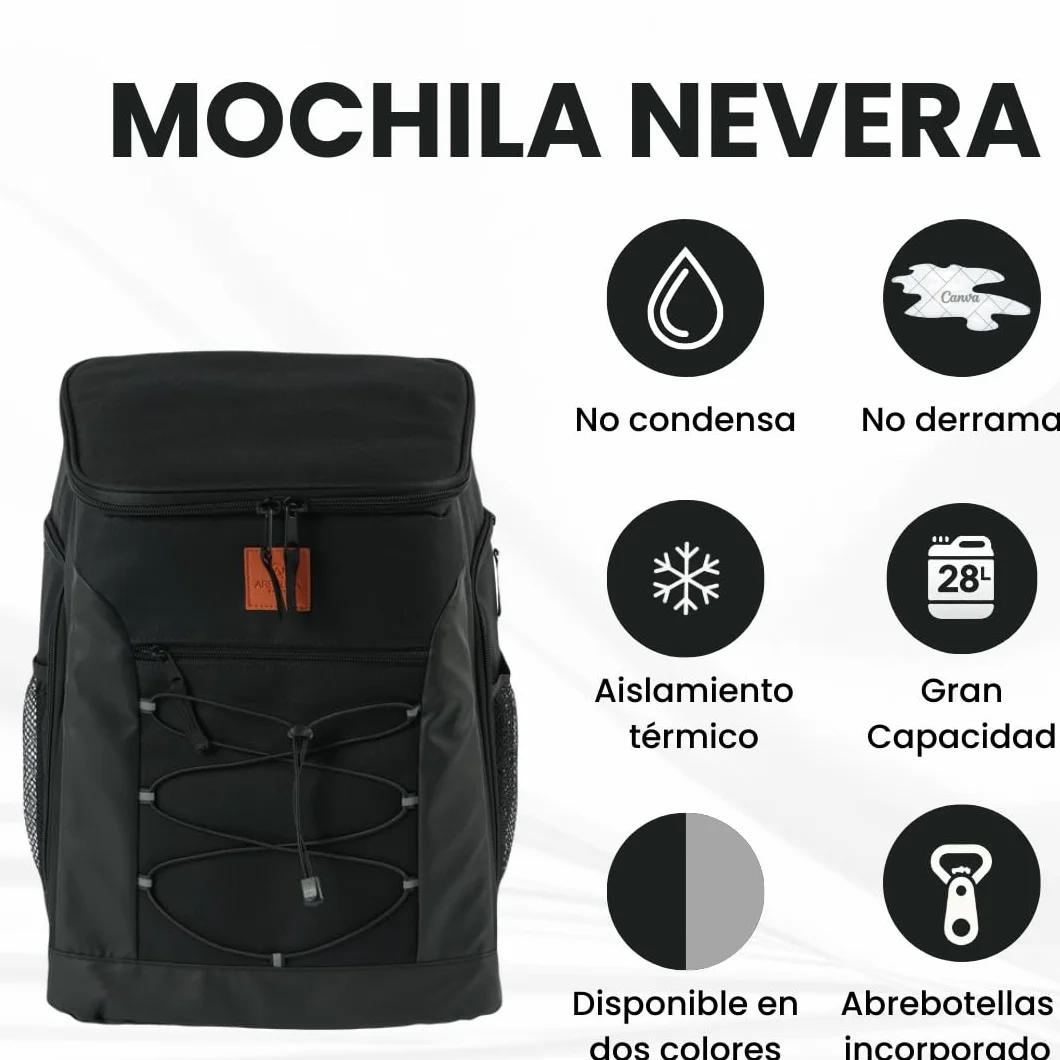 Mochila Nevera 28L Impermeable, Bolsa Térmica Isotérmica Portátil para Playa, Picnic, Camping y Excursiones