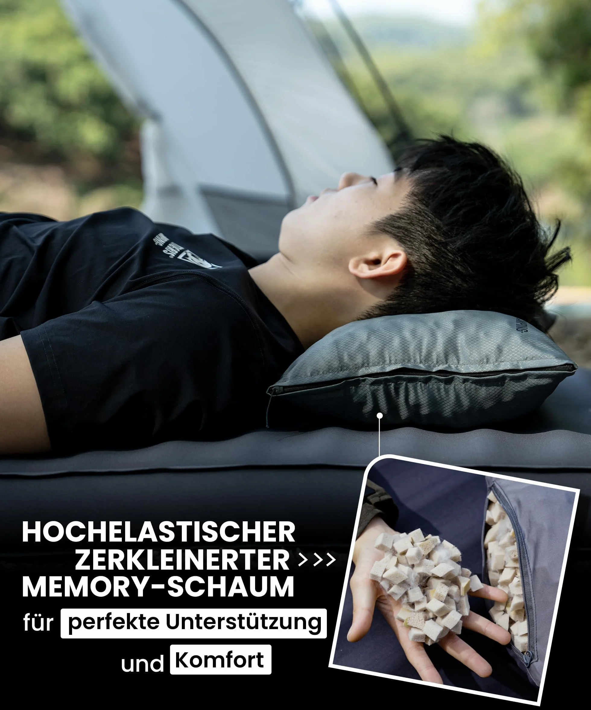 OneTigris Almohada de espuma viscoelástica para acampada