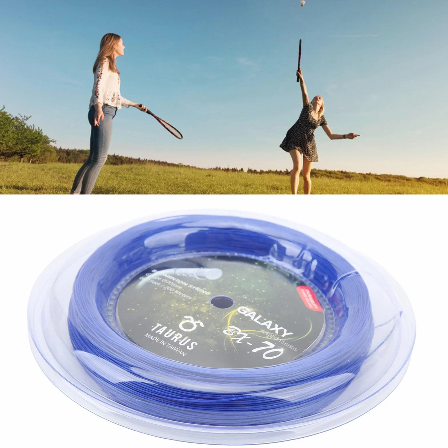 Cuerda de Bádminton POWERTI BX70 0 7mm Alta Elasticidad Nylon Multifilamento 200m Accesorio Profesional para Raquetas Entrenamiento y Competición Color Azul