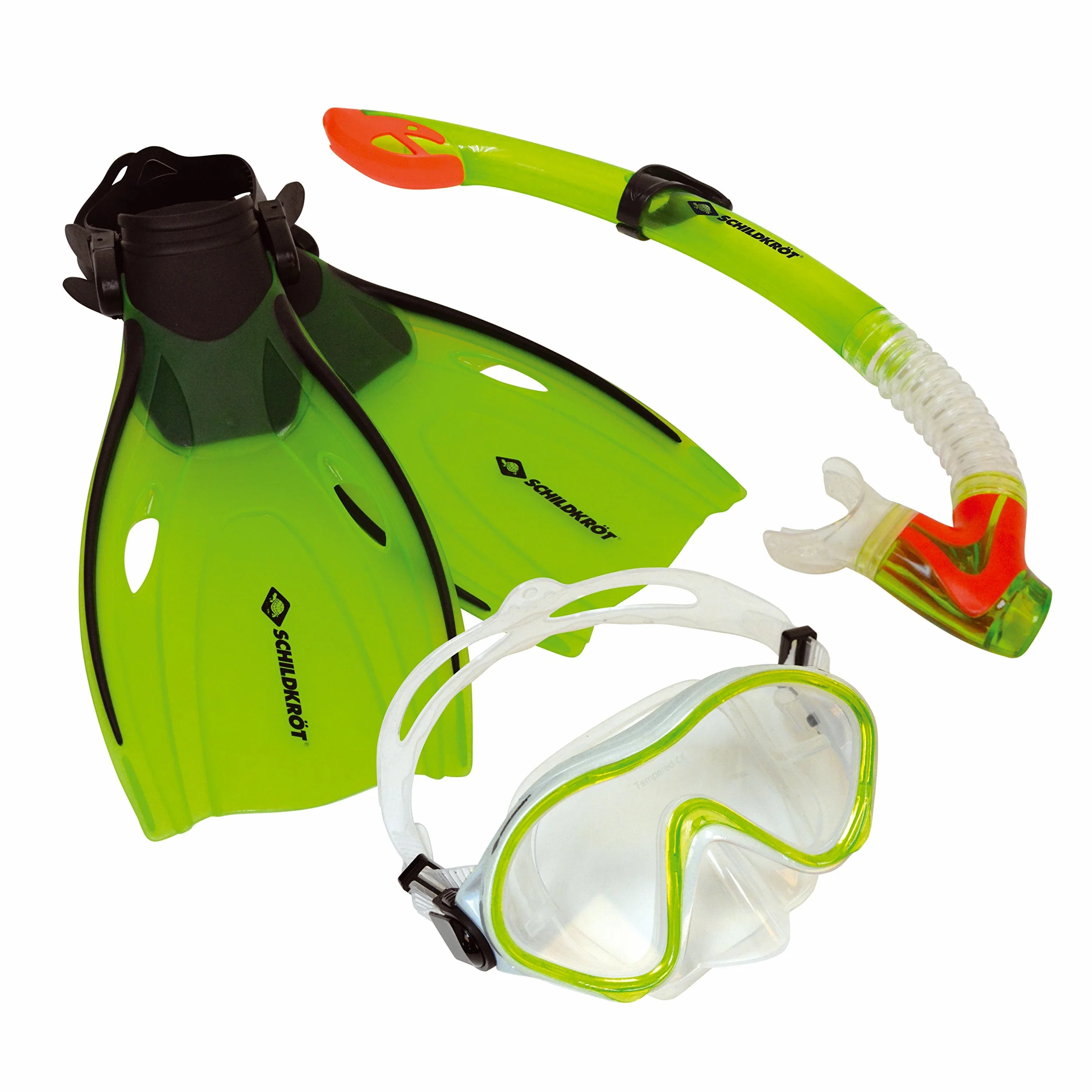 Schildkrot Set de Snorkel Bermuda para Niños, 3 Piezas - Gafas, Tubo, Silicona, Ajuste, Práctica Bolsa, Aletas Ajustables