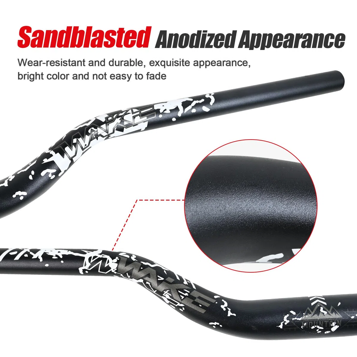 WAKE Manillares para Bicicleta 31,8mm*720mm Extra Largos Manillar Ancho Mangos de Aleación de Aluminio 55mm Riser Bar para MTB Ciclismo en Carretera (Negro)