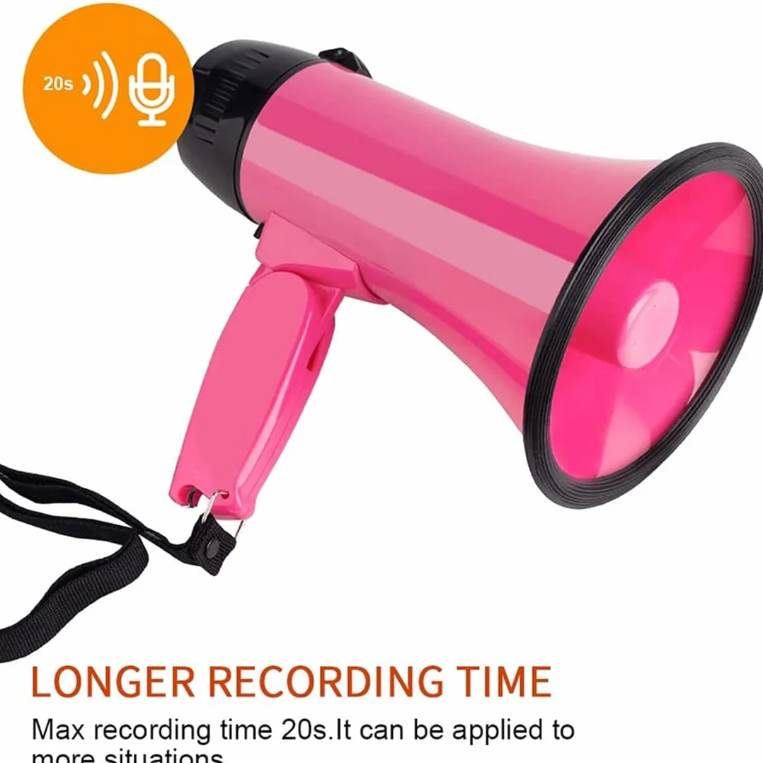 Altavoz PA Megáfono 25W con Grabadora de Voz Abrebotellas Rosa