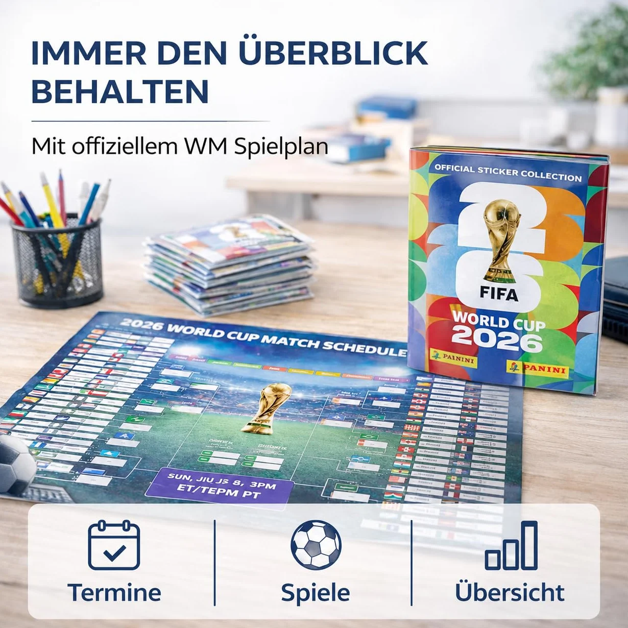TK Gruppe Timo Klingler XXL Set Panini Copa Mundial 2026 Álbum Original Calendario de Partidos Collar de Flores Alemania Bundle Colección