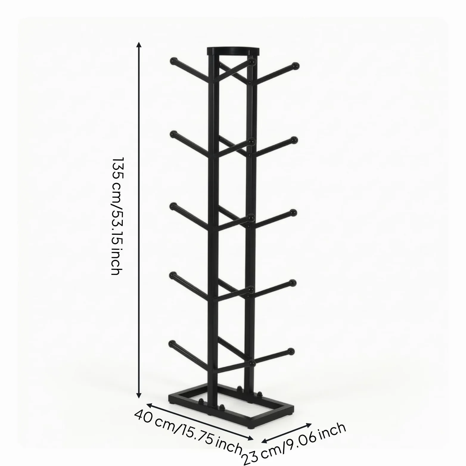 Yajuyi Estante para Balones Organizador de Pelotas Soporte Almacenamiento Exhibidor Estructura de Cinco Niveles Hierro Tubular Base Estable Ahorro de Espacio