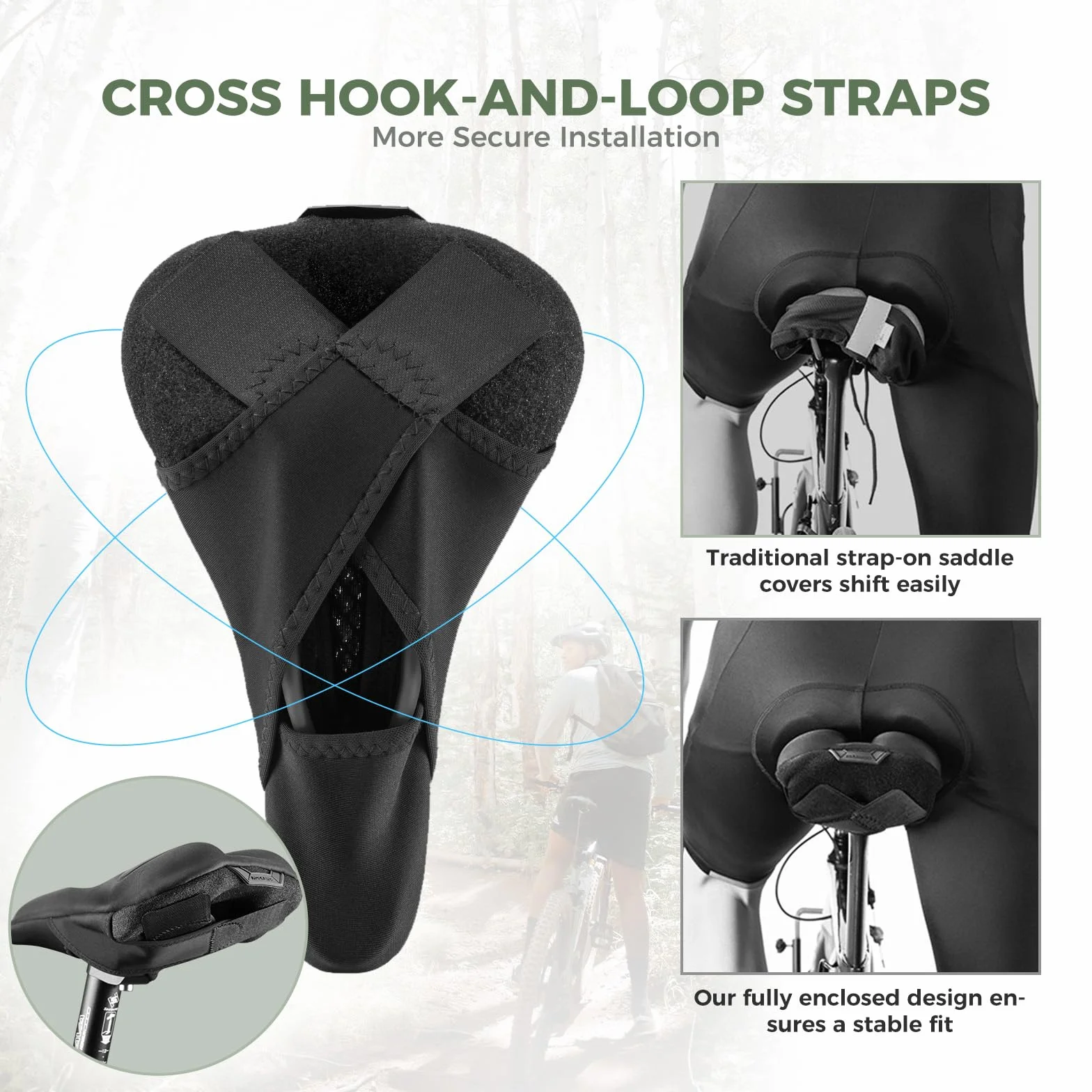 ROCKBROS Cubierta de Gel de Asiento Funda de Sillín Bicicleta MTB Montaña Carretera Suave con Funda Impermeable y Antipolvo Transpirable