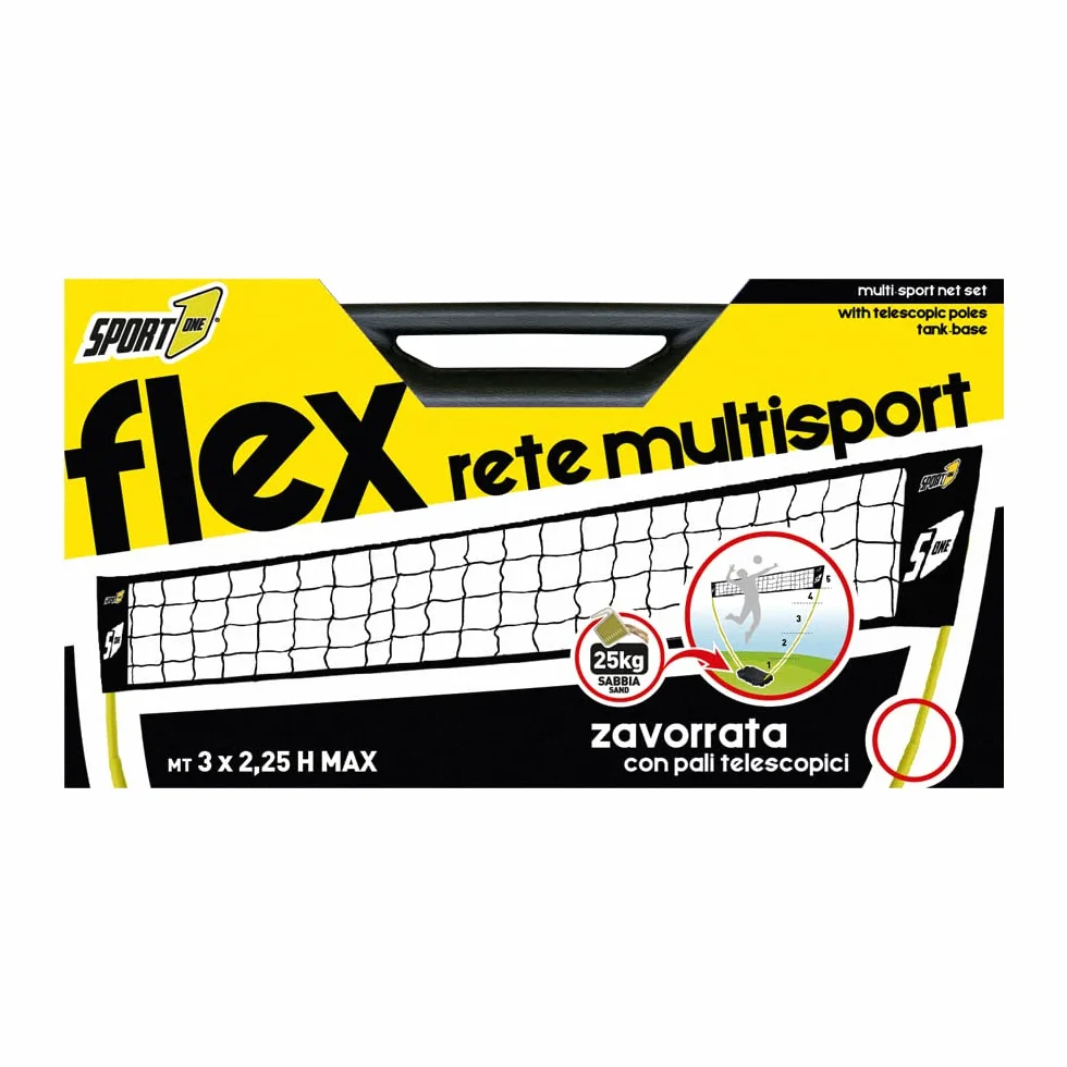 Arredo Stock Red de Voleibol para Playa, Playa, Tenis, para niños, de Exterior, Modelo Flex Outdoor Multisport H 225 cm