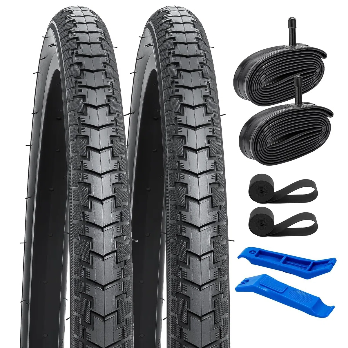 YunSCM 2PCS Pliables 24 Pulgada Neumáticoss 24x1 3/8 ETRTO 37-540 et 2PCS 24 Pulgada cámaras de Aire AV32mm Schrader Valve Compatible 24 x 1 3/8 Neumáticoss de vélo et cámaras de Aire