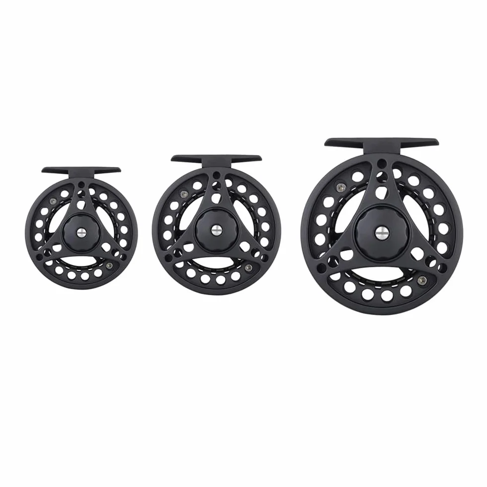 Carrete de pesca con mosca de aleación de aluminio, carretes de mosca para mano izquierda y derecha, río, lago, mar, pesca en aguas tranquilas, tamaño # 7/8, 5/6, 3/4 (negro/plateado)