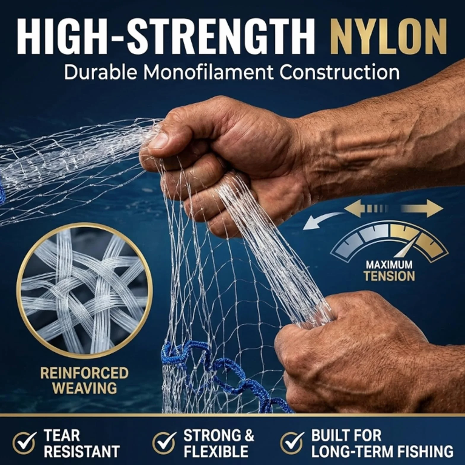 Red de Pesca de Mano de Nylon Monofilamento, Trampa Portátil para Exteriores con Señuelo (2,4 m)