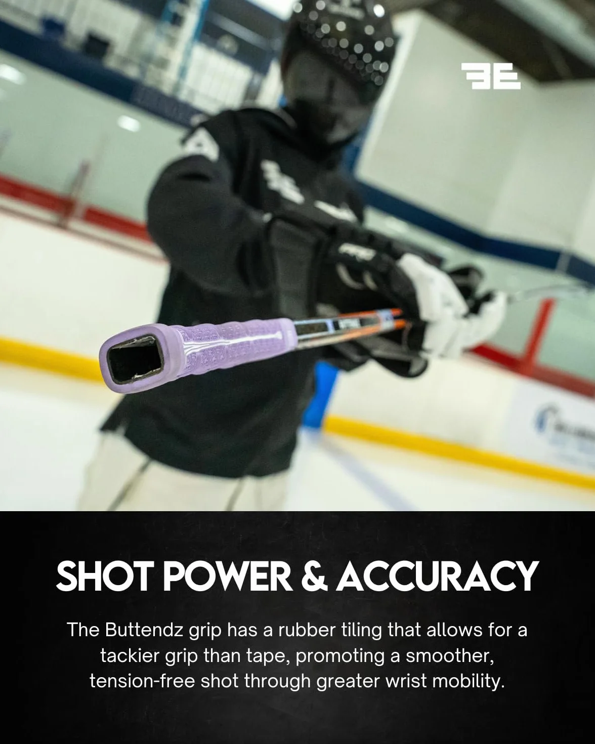Buttendz Sentry Empuñadura de Repuesto para Palo de Hockey de Portero - Control de Precisión con Perilla Sobredimensionada, Textura Mejorada y Empuñadura de Hockey Premium (Negro con Goteo Blanco)