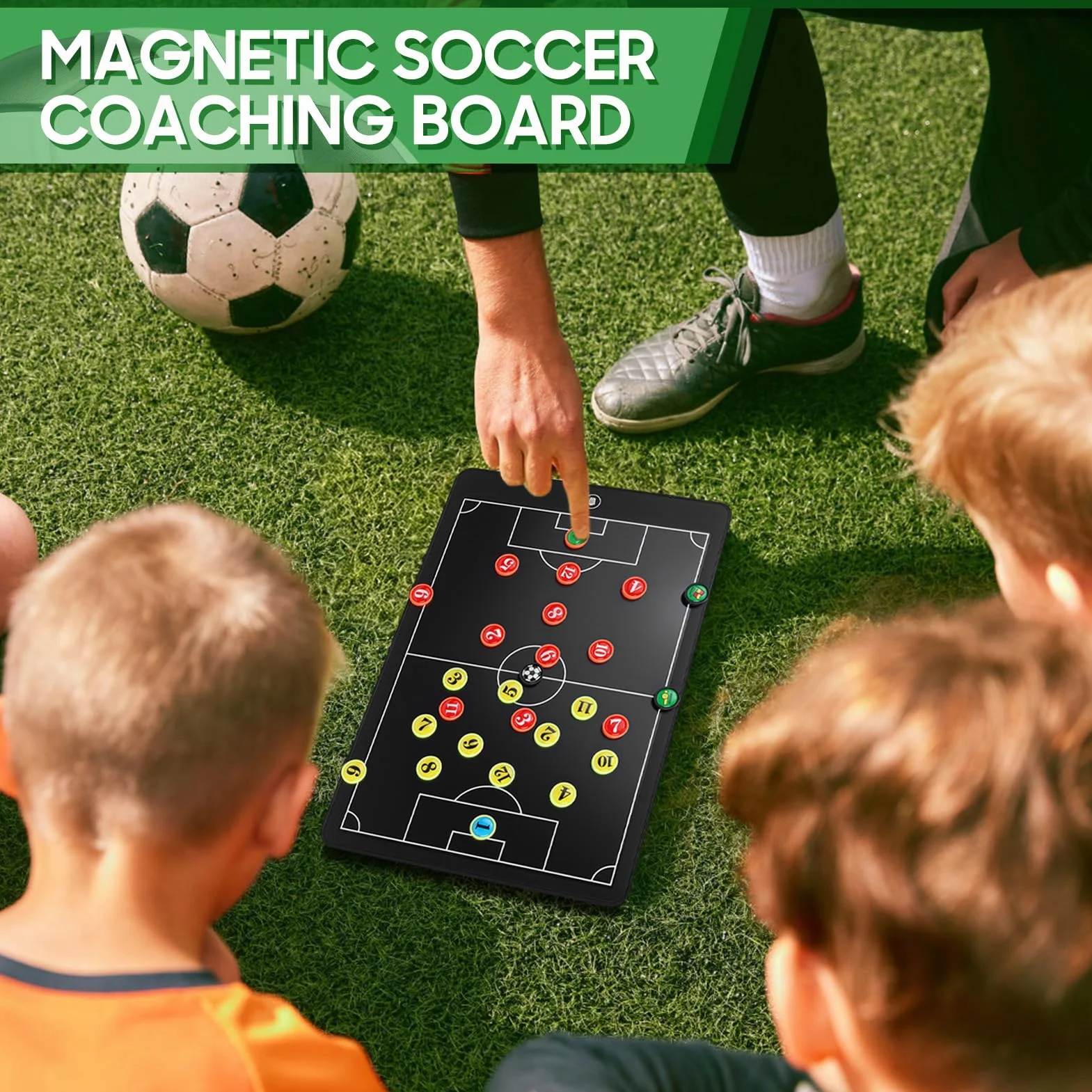 Tablero de tácticas LCD 16 pulgadas fútbol, electrónico mejorado, bloc escritura táctico magnético marco ABS, impermeable resistente caídas con bolígrafo