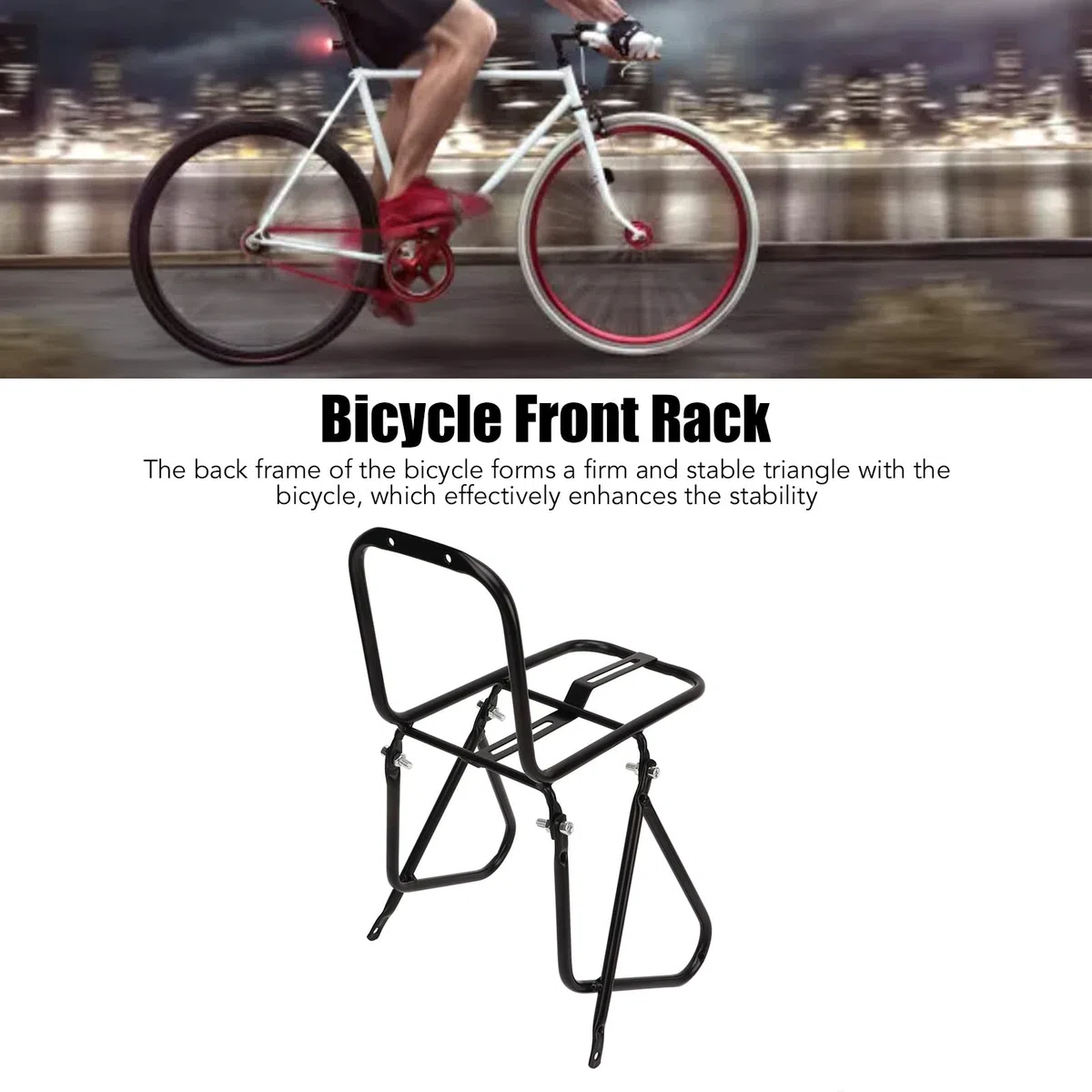 RiToEasysports Portaequipajes Delantero para Bicicleta, Portabicicletas de Carga Delantera de Acero de Alta Resistencia para Bicicleta de Montaña Estanterías De Ciclismo Y Almacenamiento