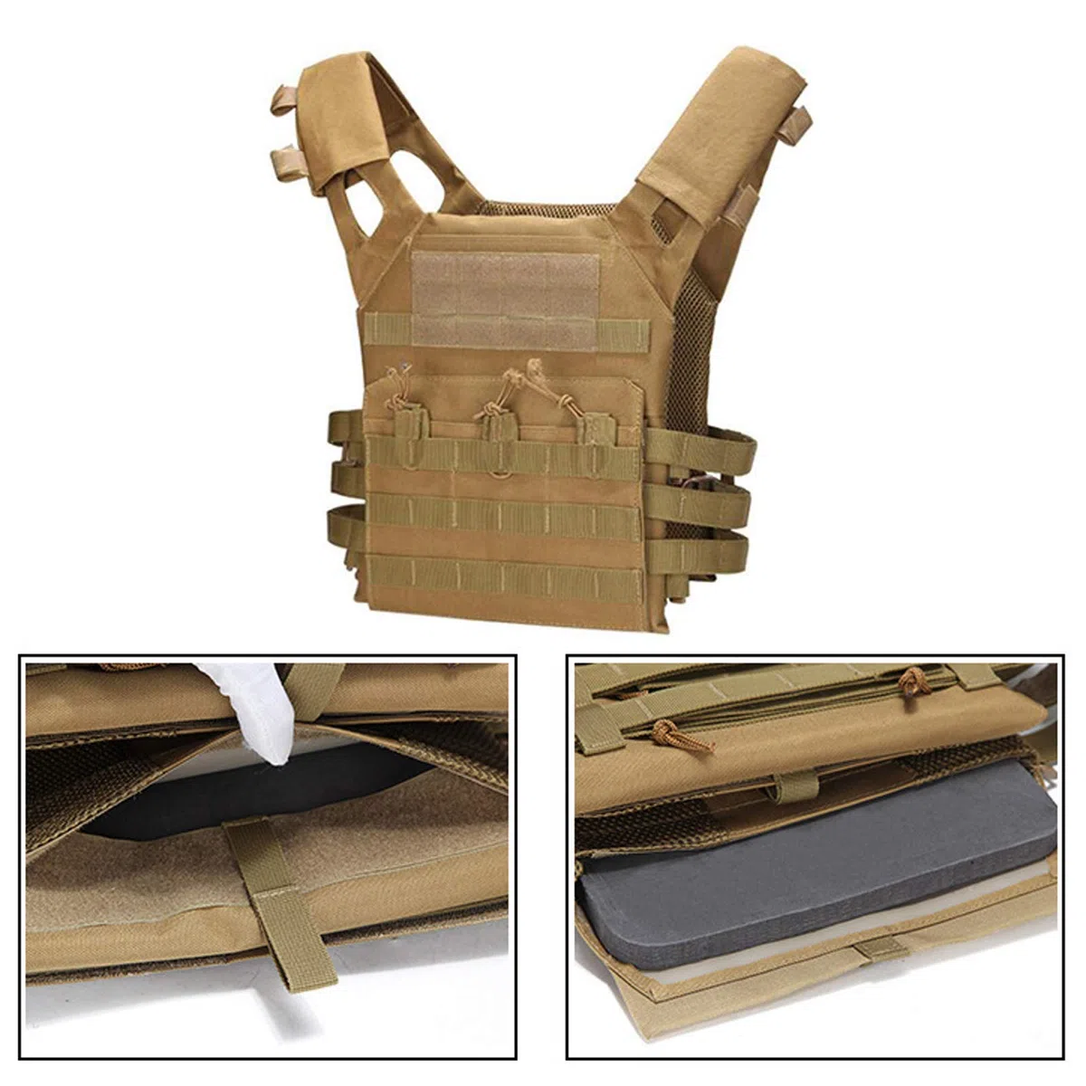 Blanketswarm Chaleco táctico, chaleco de combate de camuflaje ajustable, juego de campo Cs al aire libre, chaleco modular de asalto para entrenamiento de combate protector para adultos