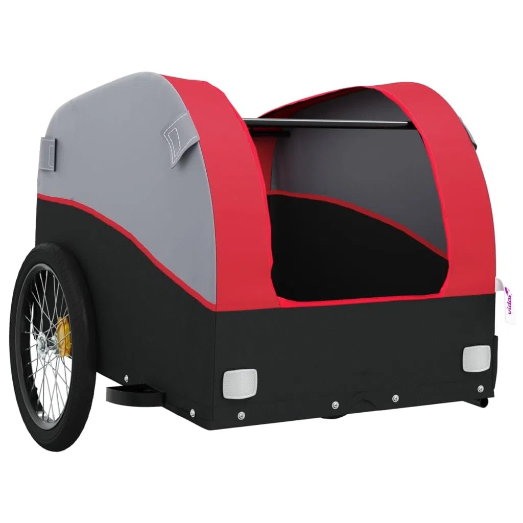 Remolque de bicicleta negro y azul de hierro con tela Oxford, carga de carga, barra de tracción y bandera de seguridad para equipaje, compras, exterior y familia