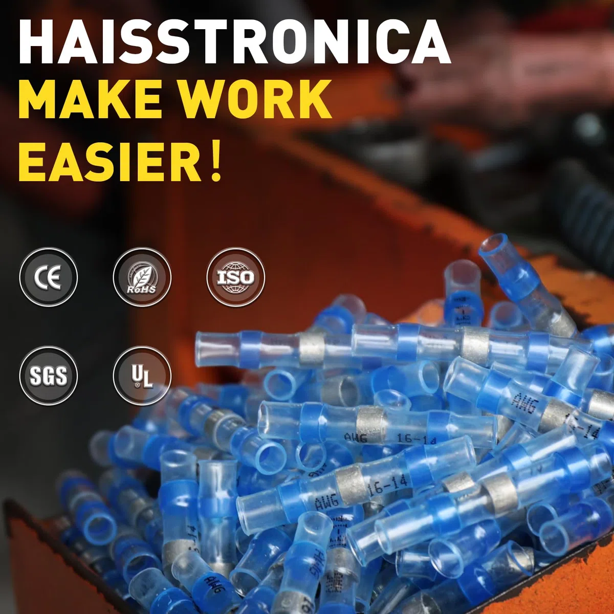 haisstronica 300 conectores de alambre de soldadura resistentes al agua, kit de conectores de soldadura termorretráctiles para marina, barco, camión, estéreo, eléctrico, junta (30 amarillo 70 blanco