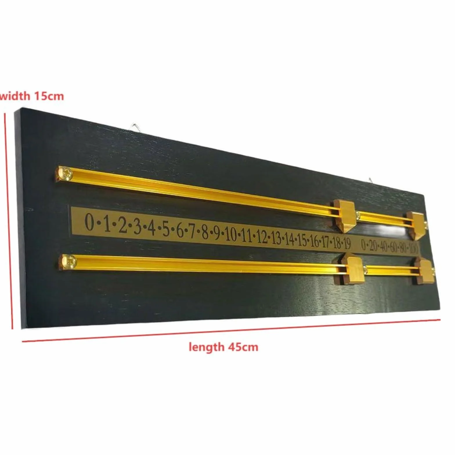 Madera maciza Billar Marcador 45x15x1cm Manual Slide Counter Pool Snooker Negro