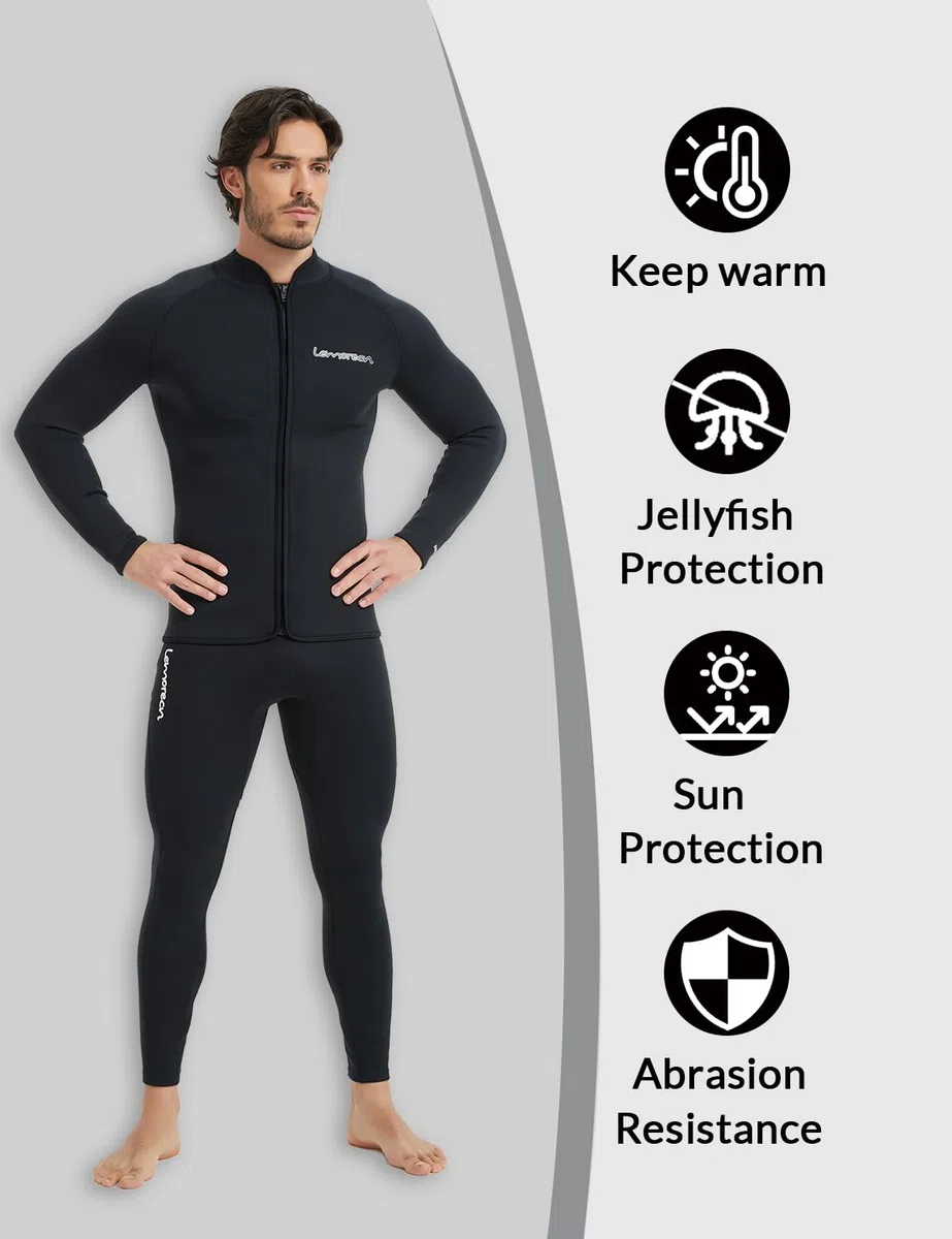 Lemorecn Chaqueta de Neopreno de Manga Larga de Neopreno de 3 mm para Adulto