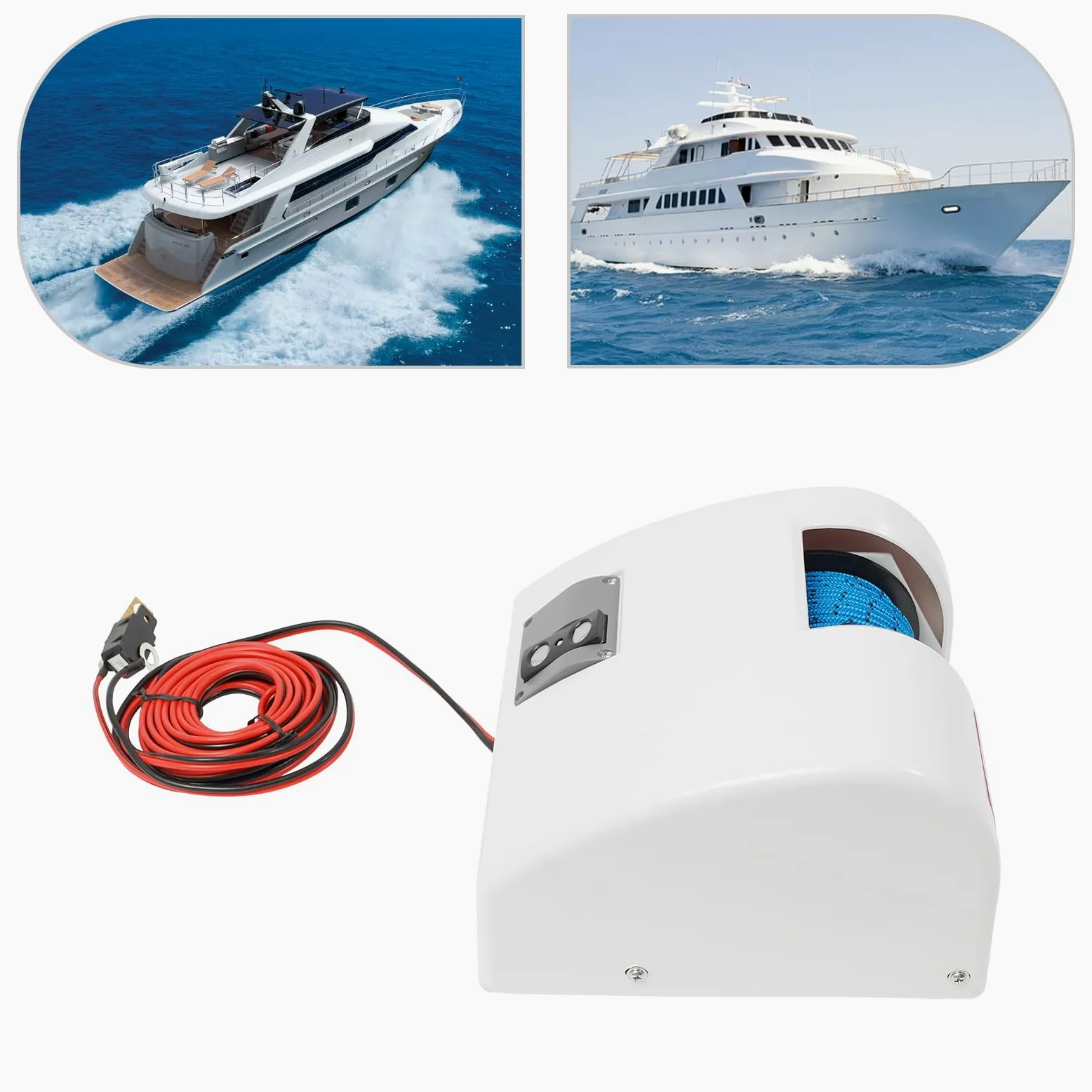 Molinete de anclaje para barcos, 12 V, molinete de ancla eléctrico, con mando a distancia, resistente caja de acero para anclajes de hasta 25 libras, adecuado para agua dulce y salada