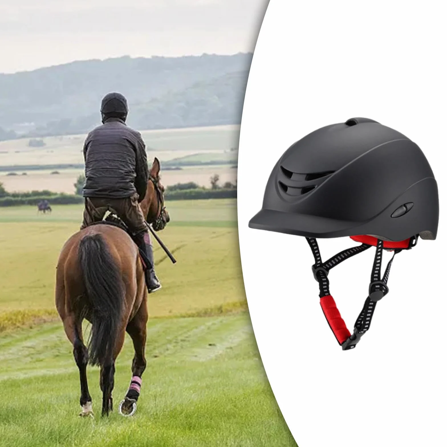 Perfeclan Casco Ecuestre de Verano Gorra de equitación Borde extraíble Transpirable Compacto Ajustable Hombres Mujeres Casco Ecuestre Casco de equitación para