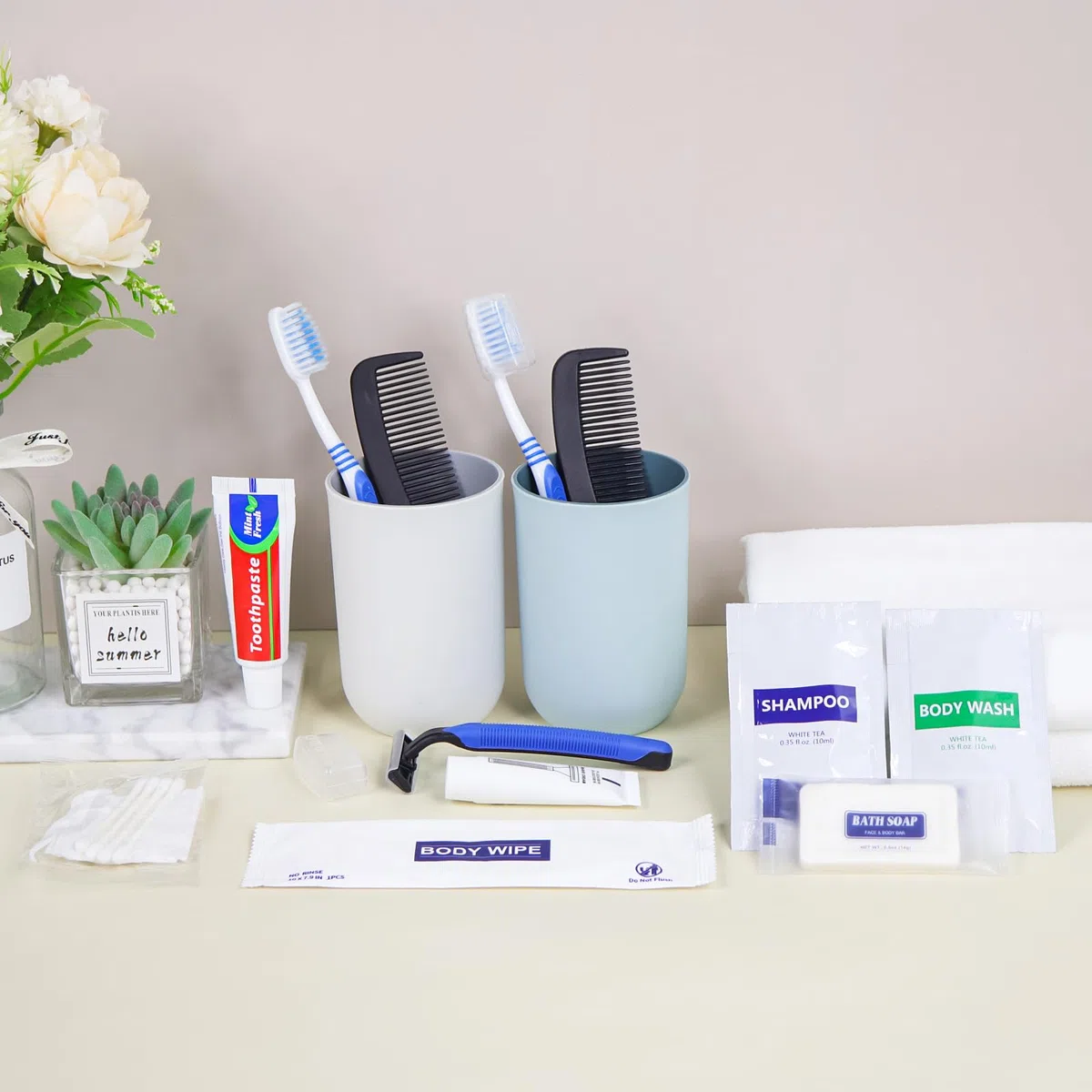 Kits de aseo básicos, empaquetados individualmente, suministros de higiene personal a granel para el cuidado de personas sin hogar