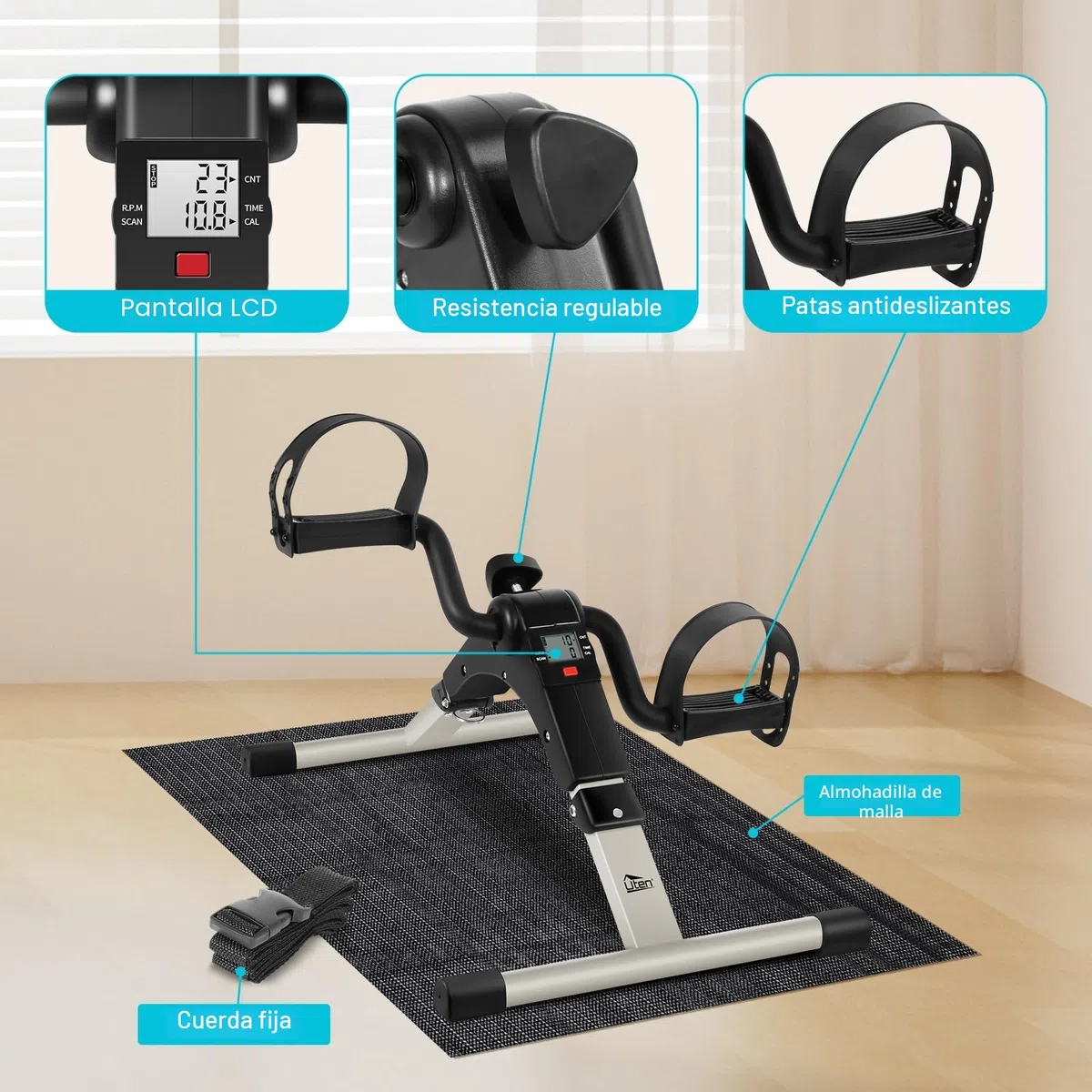 Uten Mini Pedal de Ejercicio Estaticos para Bicicleta de Ejercicio para Brazos y Piernas con Pantalla LCD y Resistencia Ajustable, Ciclo de Resistencia en Interiores Bicicleta de Ejercicio
