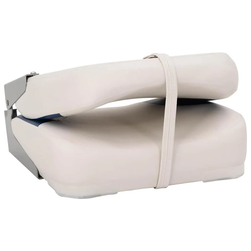 vidaXL Asiento Plegable para Barco 1 Juego con cojín Blanco y Azul, Silla de Barco, Asiento de Barco de capitán, Silla de Barco Plegable