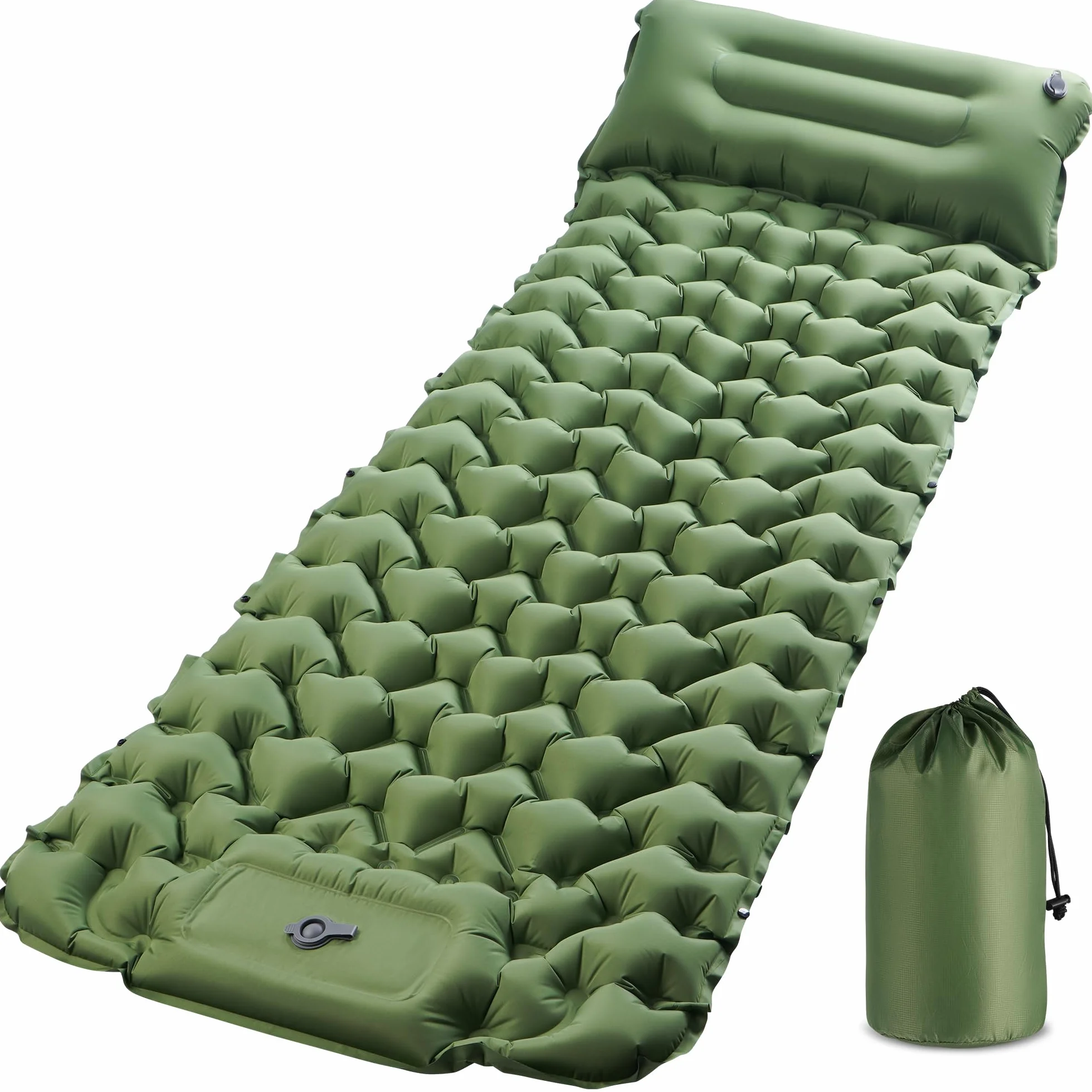 KUOGAS Esterilla Camping, Colchoneta Camping Ampliado y Grueso, Colchoneta Inflable con Bomba de Aire a Pedal, Colchoneta Ultraligera y Portátil, Ideal para Playa, Senderismo