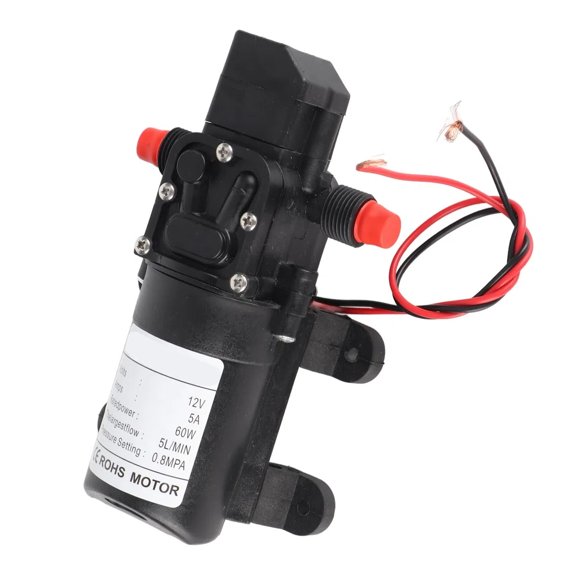 Autocebante de Alta Presión de 12 V para Camping, barco: 116 PSI, Velocidad de 5 L/min, Presión Incorporada