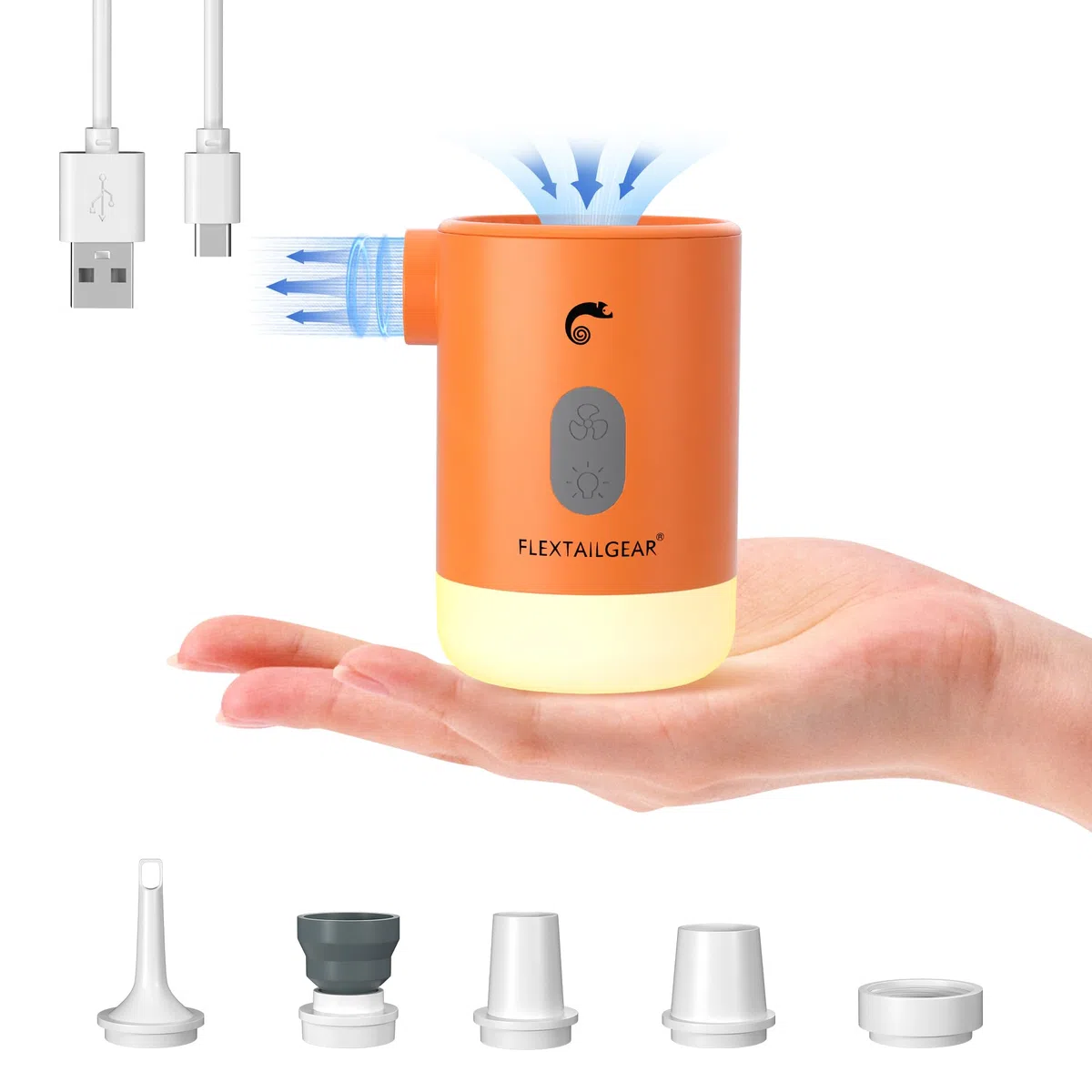 Bomba de Aire eléctrica MAX Pump 2 Pro portátil 4.5 kPa con batería Recargable 3600 mAh, con inflador desinflador Ajustable Las linternas Camping se utilizan para flotadores Piscinas, colchones Aire
