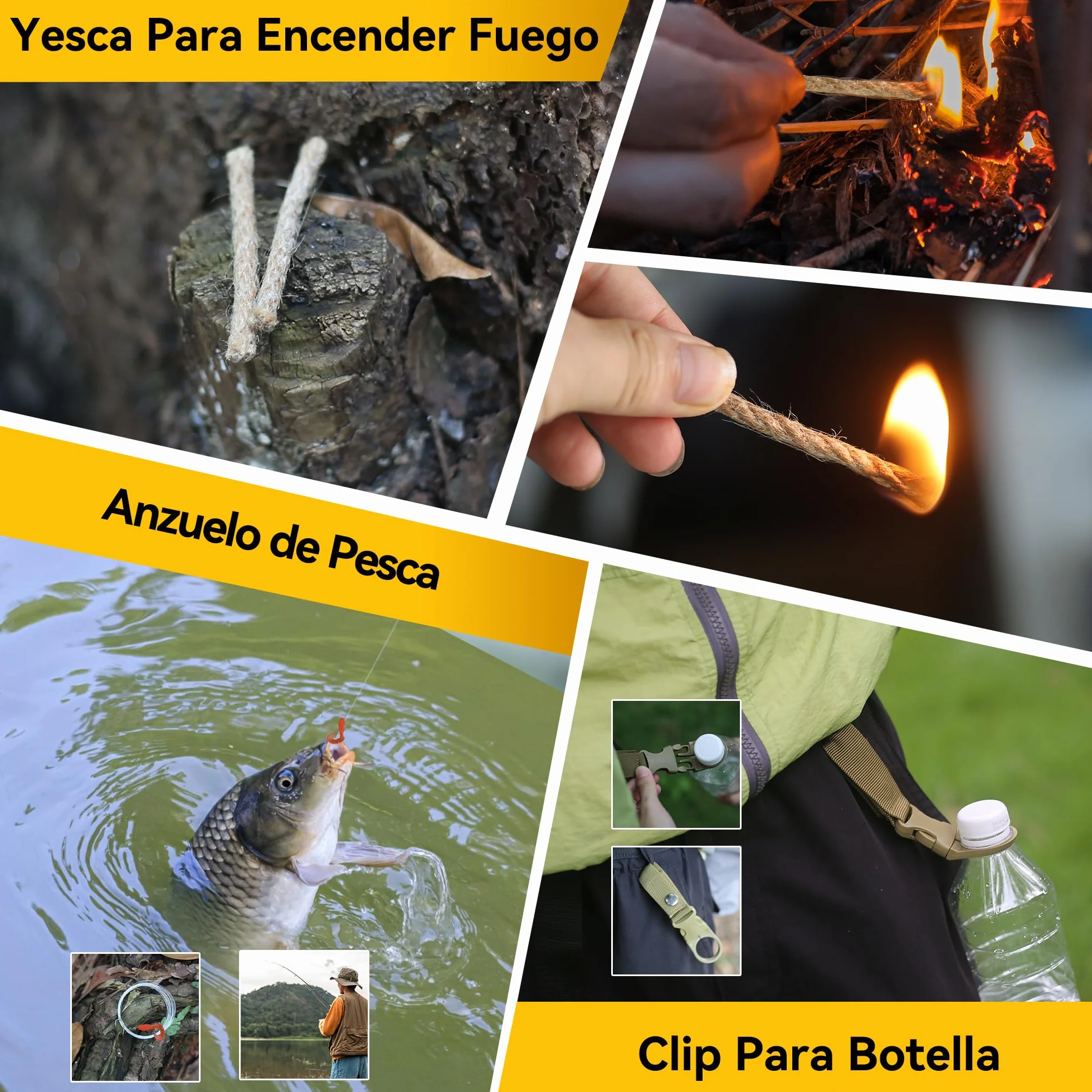 14 en 1 Multifuncional Kit de Supervivencia Bolsa - Profesional Paquete de Herramientas con Manta de Emergencia para Viajar Caminar Acampar al Aire, Montañismo,Senderismo,Caza, Apagón