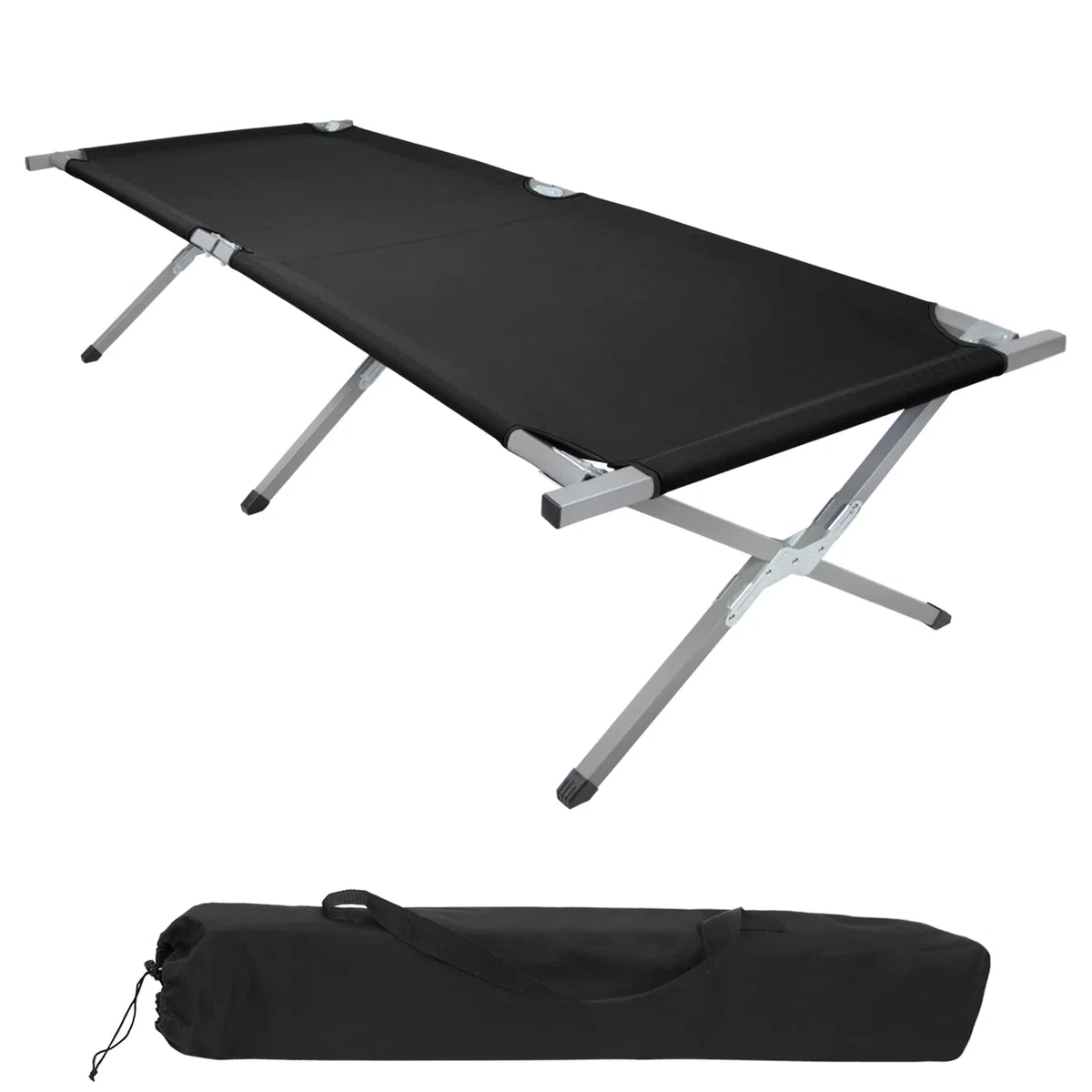 BB Sport Cama Camping XXL Militar Plegable 210 x 72 x 45 cm Robusta 200 kg Cargable Tumbona Portátil Viaje Cómodo Estable Tejido Oxford 600D Bolsa de Transporte Acampar
