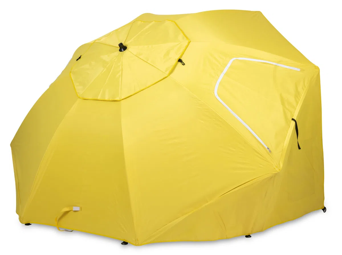 Stagecaptain UM-210 Shady Sombrilla y Refugio de Playa - Estaca para Montaje como sombrilla - Tela Repelente al Agua con Capa de protección UV - Ventana de Malla para Mejor circulación de Aire