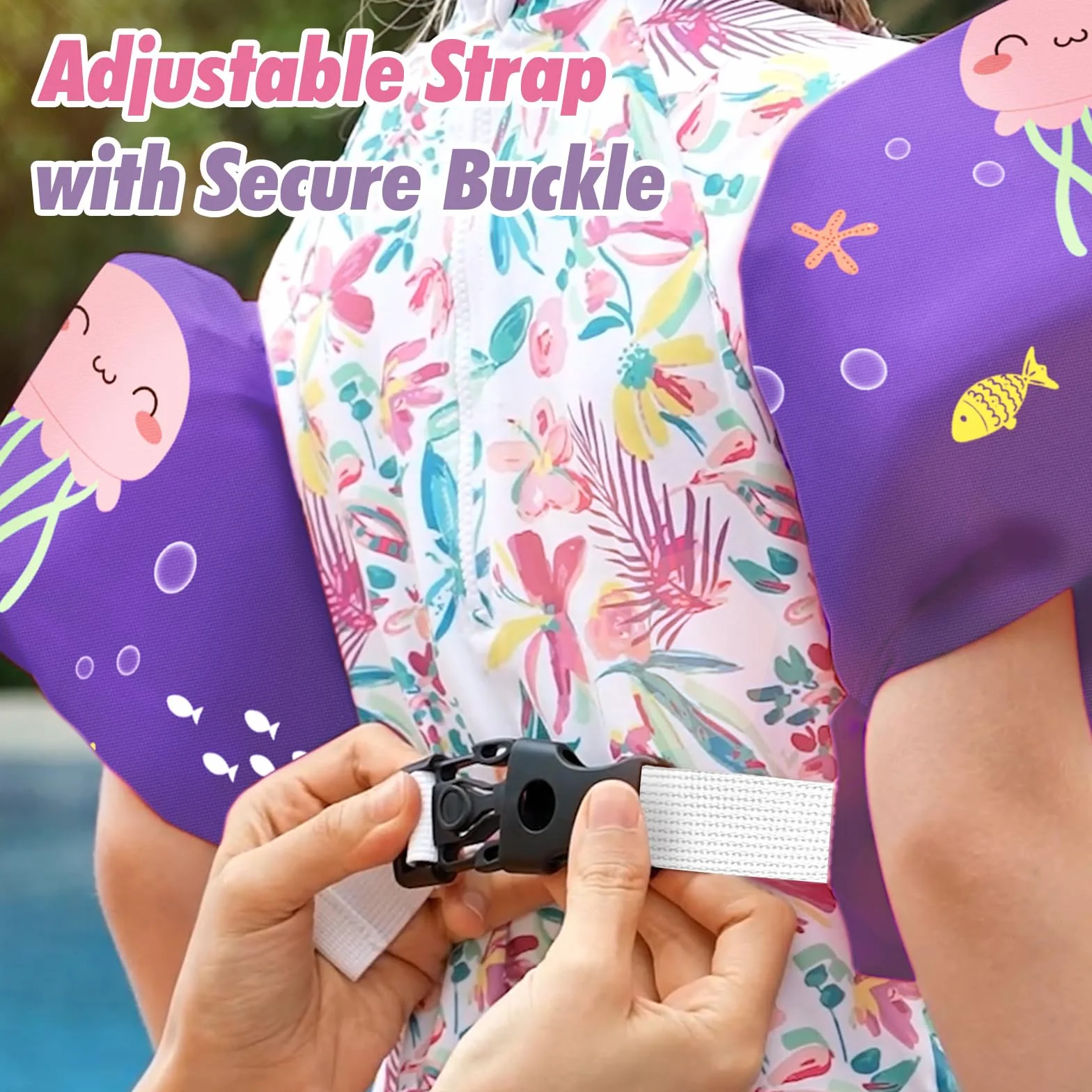 HeySplash Manguitos de Natación para Niños, Chaleco Flotante para Aprender a Nadar Piscina Flotadores con Brazaletes, Doble Hebilla de Segura Ajustable para Niños