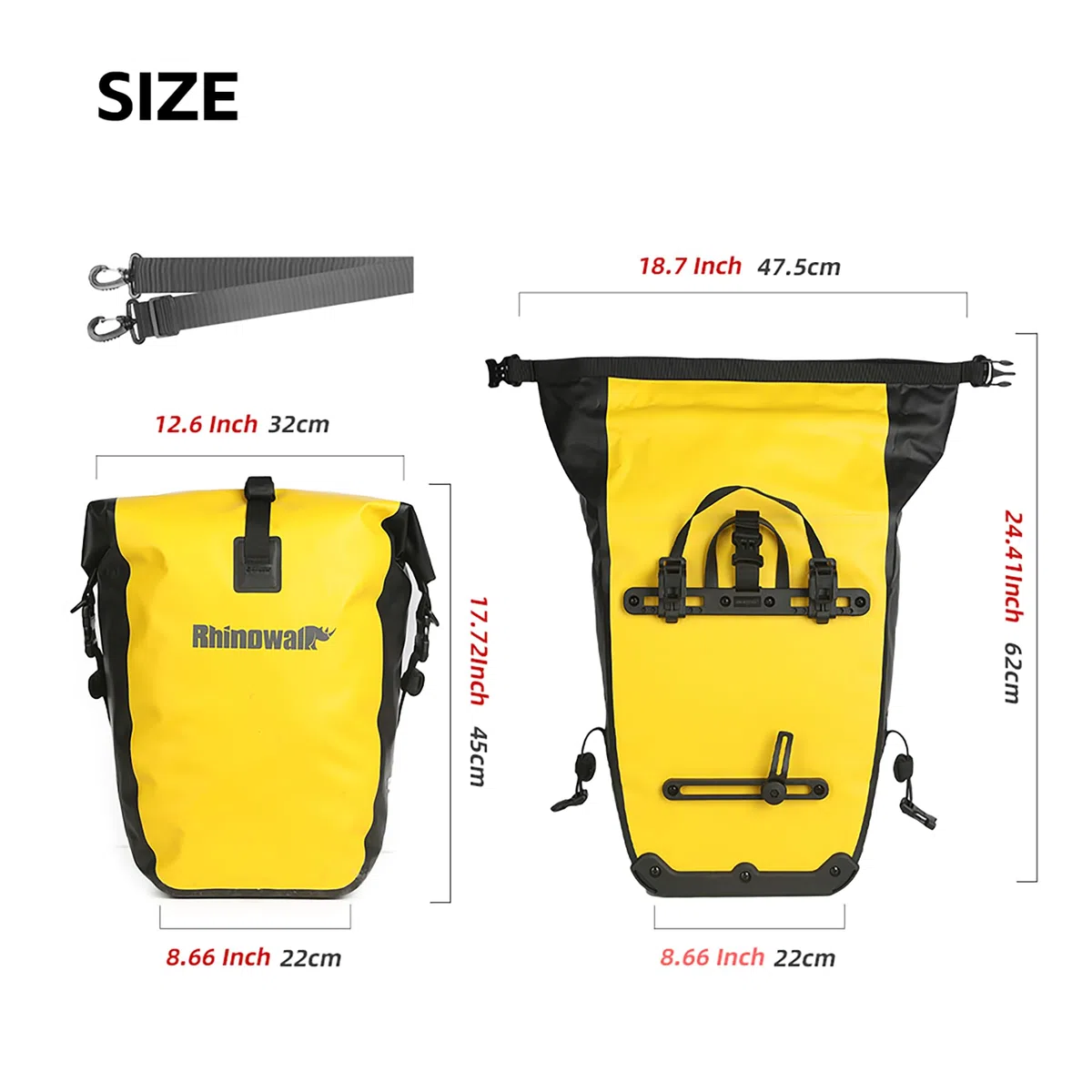 Bolsa de Bicicleta Rhinowalk Bolsa de Alforja de Bicicleta Impermeable de 25L para Portaequipaje de Bicicleta Bolsa de Sillín Bolsa de Hombro Bolsa de Alforja para Laptop Bolsa de Bicicleta Accesorios