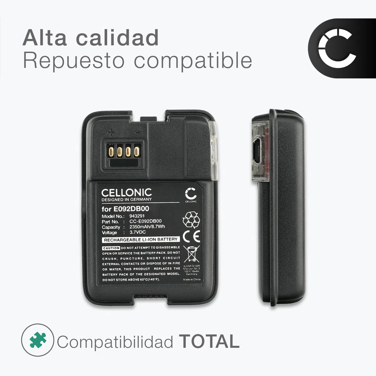CELLONIC 1x Batería para Iluminación y Linternas Compatible con Petzl Swift RL, Swift RL Pro, E092DB00 - (2350mAh, 3.7V)