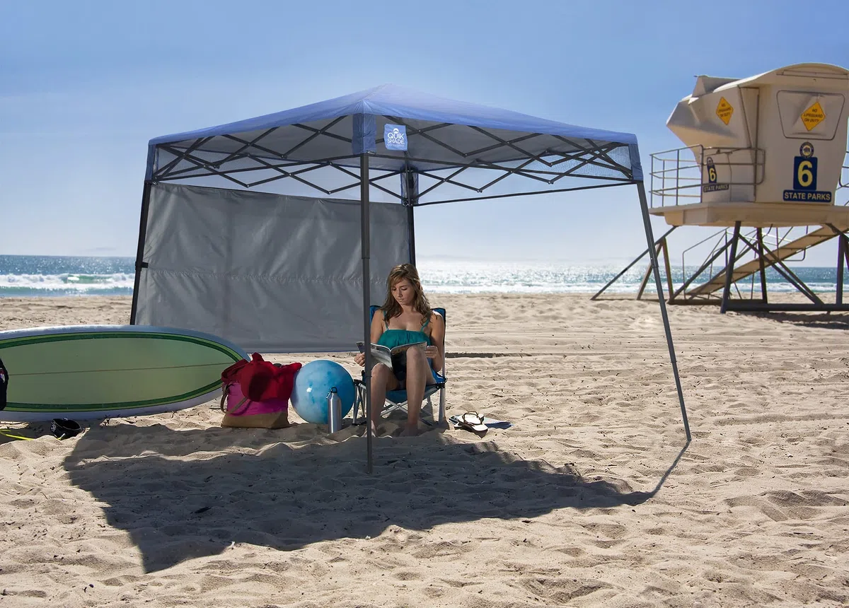 Quik Shade Go Hybrid Sun Protection Pop-Up Compact and Lightweight Base Slant Leg Backpack Canopy