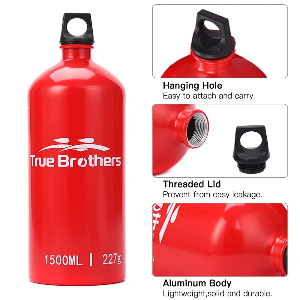 Botella de combustible de aceite de aluminio de 1,5 l, contenedor de aceite de Gas líquido y Alcohol para acampar, senderismo, mochilero